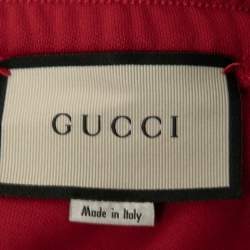 Pre Owned Gucci Red Knit Web Stripe Trimmed Pleated Skirt XS