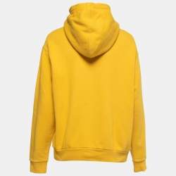 Pre Owned Gucci Yellow Cotton Logo Graphic Print Oversized Hoodie XS