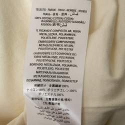 Gucci Cream Sequin Embellished Logo Printed Cotton T-Shirt M