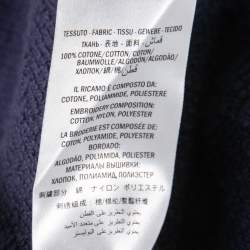 Pre Owned Gucci Navy Blue Embroidered Cotton Oversized Sweatshirt XS