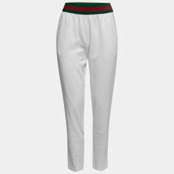 Gucci White Jersey Knit Web Stripe Trimmed Joggers XS