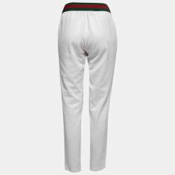 Gucci White Jersey Knit Web Stripe Trimmed Joggers XS