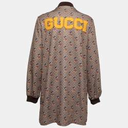 Gucci X Disney Brown Mickey Mouse Logo Printed Knit Dress S