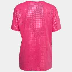 Pre Owned Gucci Pink Logo Star Printed Cotton Short Sleeve T-Shirt S