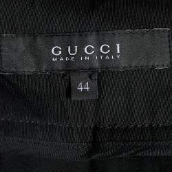 Gucci Vintage Black Wool Wide Loop Detail Pants M