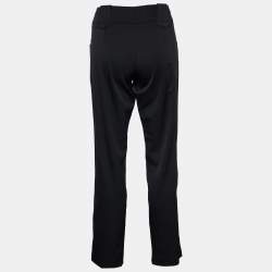 Gucci Vintage Black Wool Wide Loop Detail Pants M