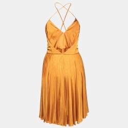 Pre Owned Gucci Mustard Yellow Jersey Plisse Mini Dress S