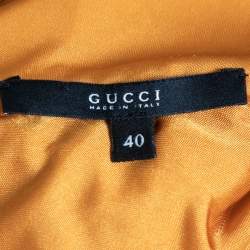 Pre Owned Gucci Mustard Yellow Jersey Plisse Mini Dress S