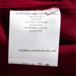 Pre Owned Gucci Red Stretch-Silk Short Sleeve V-Neck Dress M