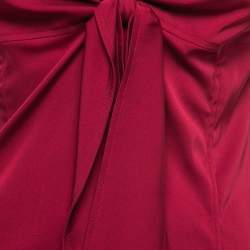 Pre Owned Gucci Red Stretch-Silk Short Sleeve V-Neck Dress M