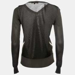 Pre Owned Gucci Olive Green Knit V-Neck Long Sleeve Sweater S