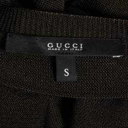 Pre Owned Gucci Olive Green Knit V-Neck Long Sleeve Sweater S