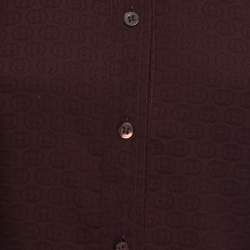 Gucci Burgundy Logo Jacquard Silk Button-Front Shirt M