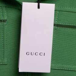 Pre Owned Gucci Green Crepe Front-Pocket Short-Sleeve Jumpsuit L