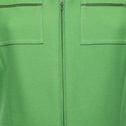 Pre Owned Gucci Green Crepe Front-Pocket Short-Sleeve Jumpsuit L