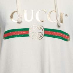 Gucci Cream Cotton Blind for Love Dogs Embroidered Hooded Sweatshirt M