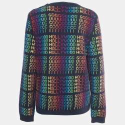 Gucci Navy Blue Multicolor Hollywood Patterned Wool Sweater M