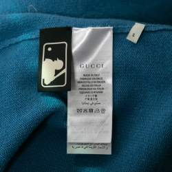 Pre Owned Gucci X NY Yankees Blue Wool Embroidered Sweater Dress S