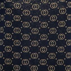 Gucci Dark Blue GG Monogram Lurex Knit Sleeveless Midi Dress XL