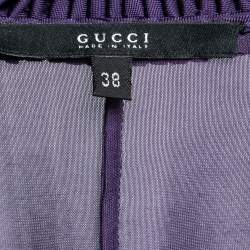 Gucci Purple Silk Knit Gathered Detail Long Sleeve Lightweight Jacket S