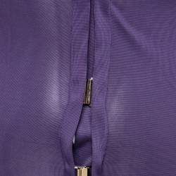 Gucci Purple Silk Knit Gathered Detail Long Sleeve Lightweight Jacket S