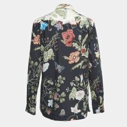 Pre Owned Gucci Black Floral Printed Cotton Shirt L