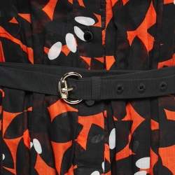 Gucci Black & Orange Printed Cotton Belted Maxi Dress M