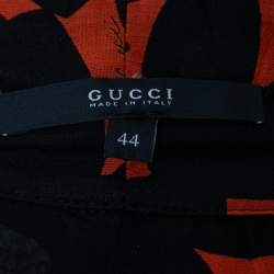 Gucci Black & Orange Printed Cotton Belted Maxi Dress M