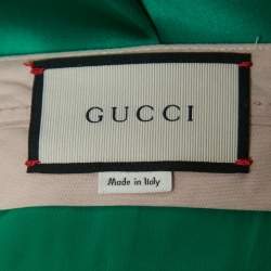 Pre Owned Gucci Green Satin Folded Hem Wide Leg Trousers M