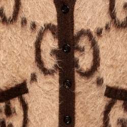 Pre Owned Gucci Beige & Brown Mohair Reversible Oversized Cardigan L