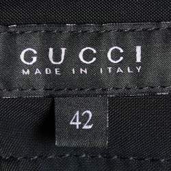 Pre Owned Gucci Black Crepe Drawstring Hen Detail Mini Skirt M