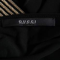 Pre Owned Gucci Black Jersey Chain Trim Detail Drop Waist Midi Dress M