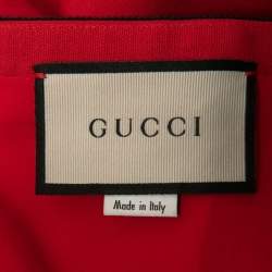 Gucci Red Crepe Stripe Trim Detail Knee-Length Skirt M
