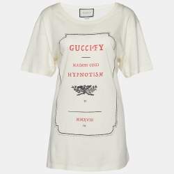 Gucci Cream Jersey Hypnotism Print T-Shirt M