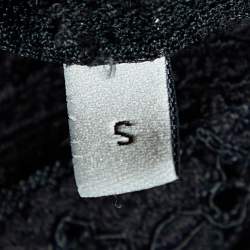 Pre Owned Gucci Black Lace Floral Embroidered Polo T-Shirt S