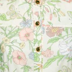 Pre Owned Gucci Cream Printed Cotton Belted Maxi Dress S