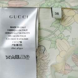 Pre Owned Gucci Cream Printed Cotton Belted Maxi Dress S