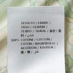 Pre Owned Gucci Cream Printed Cotton Belted Maxi Dress S