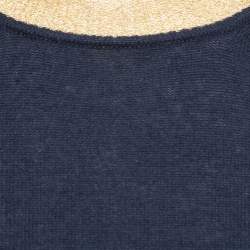 Pre Owned Gucci Navy Blue Cashmere Rib-Trim Detail Sweater Top M