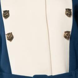Gucci Color Block Wool Belted Button Front Coat S 
