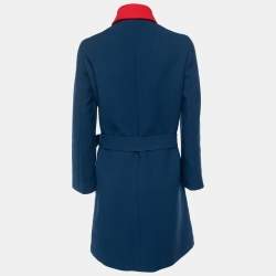 Gucci Color Block Wool Belted Button Front Coat S 