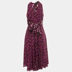 Gucci Burgundy Heart Printed Silk Midi Dress M