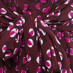 Gucci Burgundy Heart Printed Silk Midi Dress M