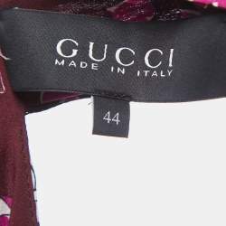 Gucci Burgundy Heart Printed Silk Midi Dress M