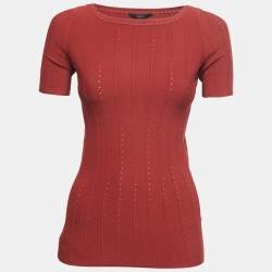 Gucci Red Perforated Knit Top M