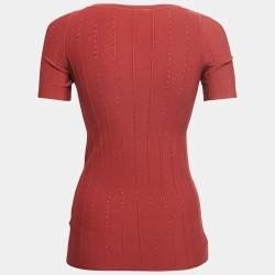 Gucci Red Perforated Knit Top M