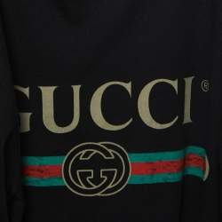 Pre Owned تي شيرت غوتشي فينتدج قطن أسود نمط ممزق مقاس متوسط - ميديوم