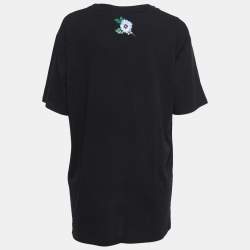 Pre Owned تي شيرت غوتشي فينتدج قطن أسود نمط ممزق مقاس متوسط - ميديوم