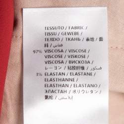 Pre Owned Gucci Red Stretch Crepe Ribbon-Trim Detail Flared Trousers M