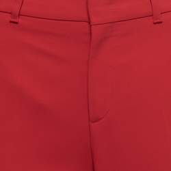 Pre Owned Gucci Red Stretch Crepe Ribbon-Trim Detail Flared Trousers M